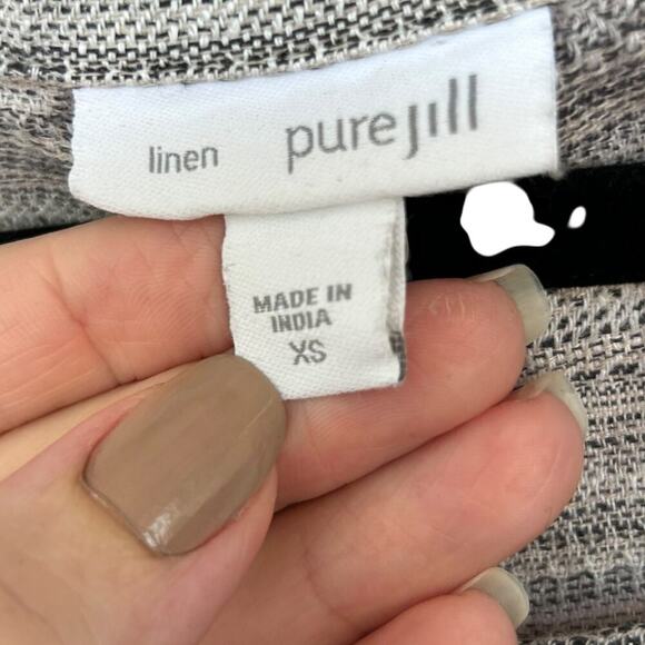 Pure J.Jill Women's Gray Striped 100% Linen Faux Wrap Dress Size XS - Picture 2 of 6